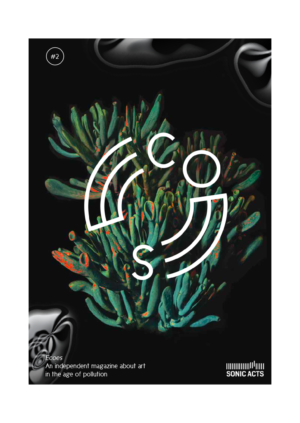 Cover of the second edition Ecoes Magazine, featuring the title and artwork of a plant on a black background by Lisa Casand